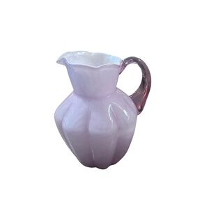 Fenton Vintage Pink Overlay Fern Glass Pitcher